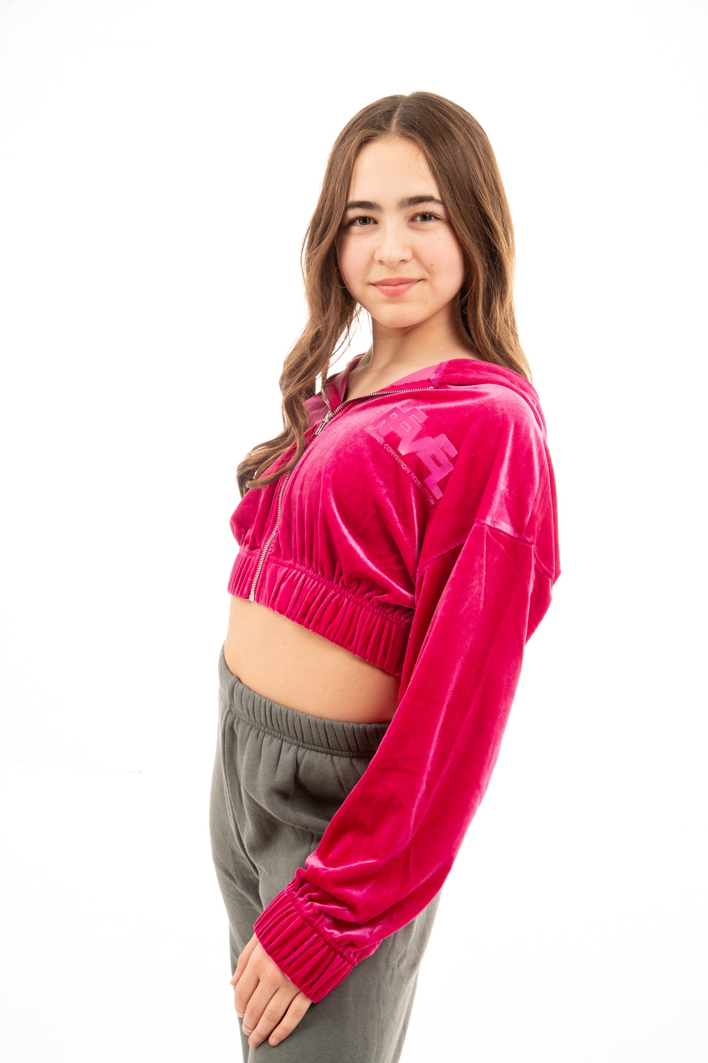 Velour Crop Zip Hoodie
