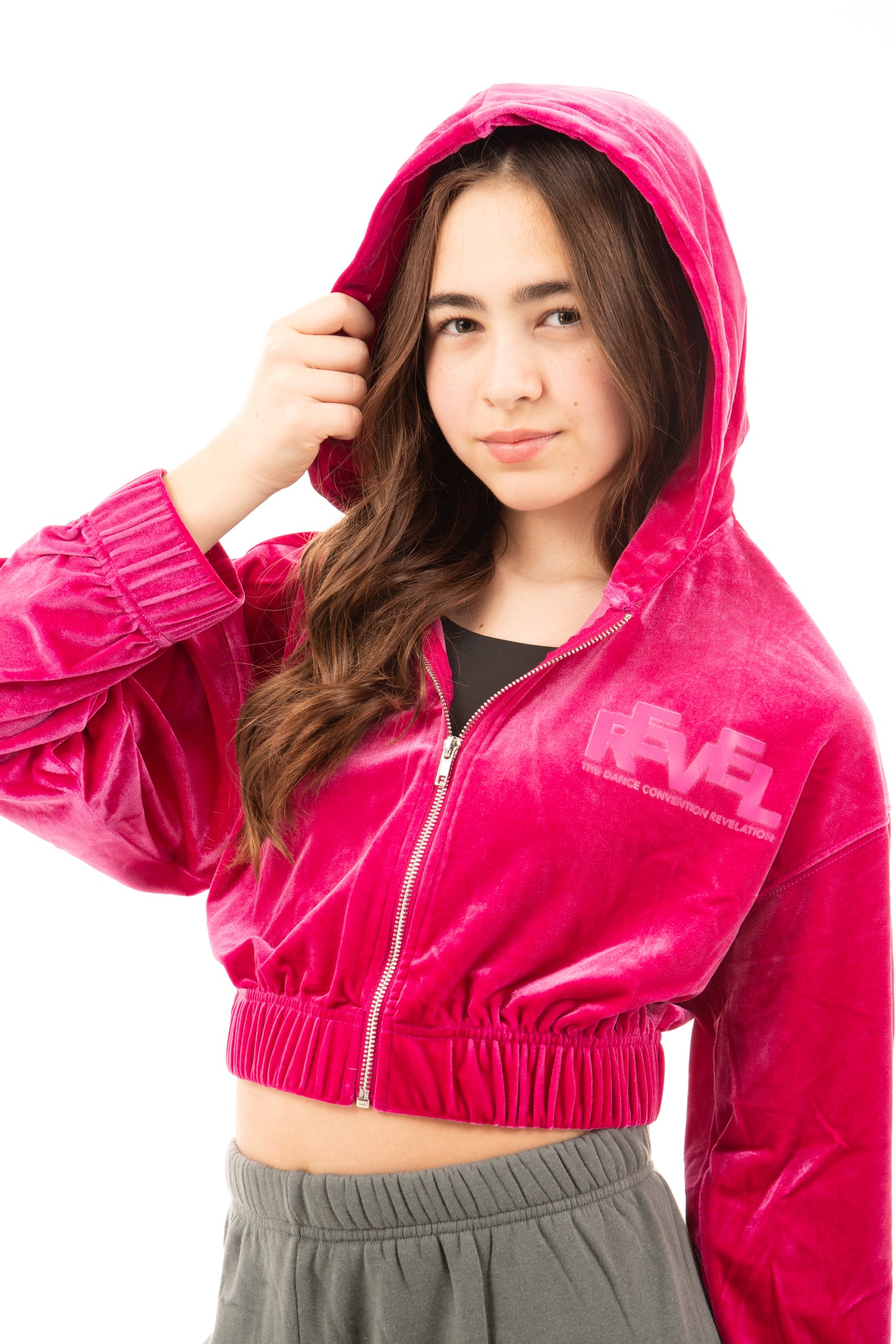 Velour Crop Zip Hoodie