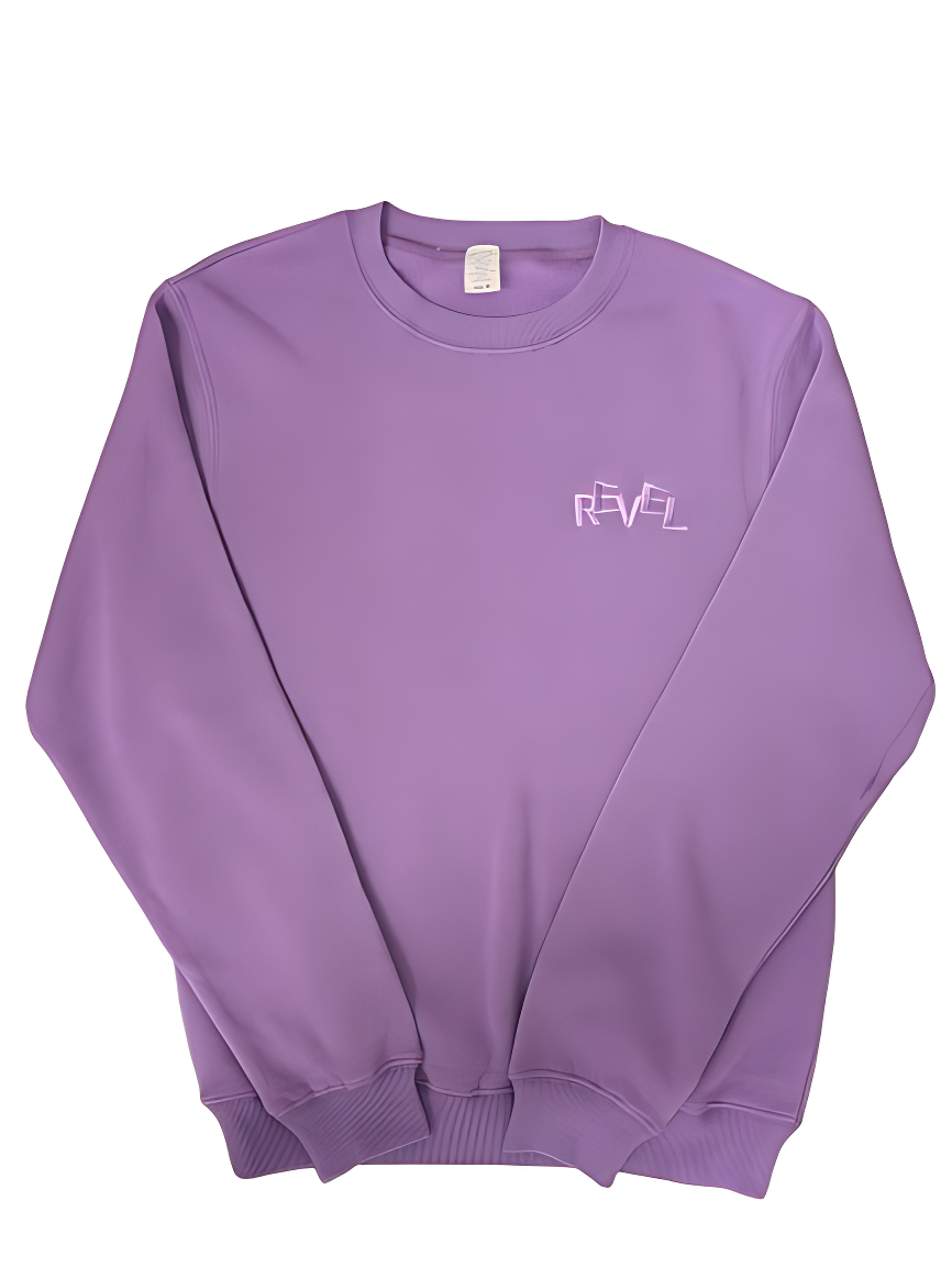 Revel Embroidered Crewneck.Purple Heart