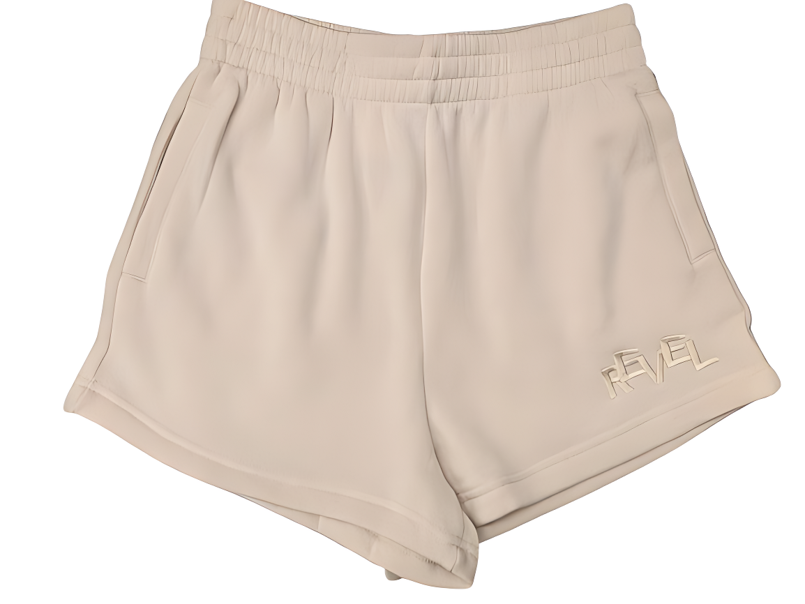 Revel Embroidered Sweat-shorts.Oatmeal